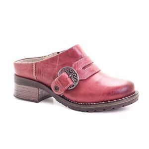 Dromedaris Karina Scrunched Leather Clog Mule Red Sz 38 US 7.5 Portugal Designer